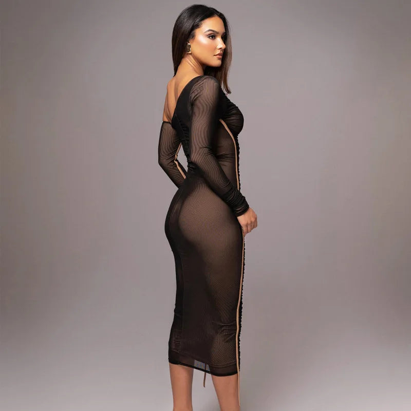 Women Sexy One Shoulder Open Back Bodycon Long Dress Solid Color Woven Slim Fit Party Club Evening Dress